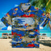 Kansas Jayhawks Palm Horizon Blue Hawaiian Shirt