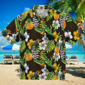 San Diego Padres Aloha Hawaiian Shirt Tropical Toucan Print in Brown and Green