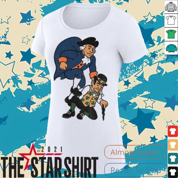 Knickerbocker Knicks jumping on Lucky the Leprechaun Boston Celtics sucks shirt