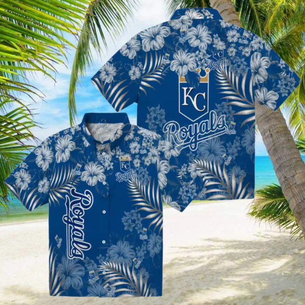Limited Edition Kansas City Royals Aloha Hawaiian Shirt   Royal Blue Hibiscus Print Vacation Outfit