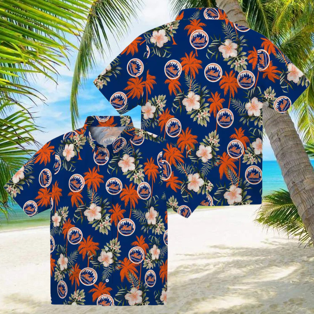 Limited Edition New York Mets Hawaiian Shirt Palm Tree & Hibiscus Floral Blue Aloha Shirt S Limited Edition New York Mets Hawaiian Shirt Palm Tree & Hibiscus Floral Blue Aloha Shirt S