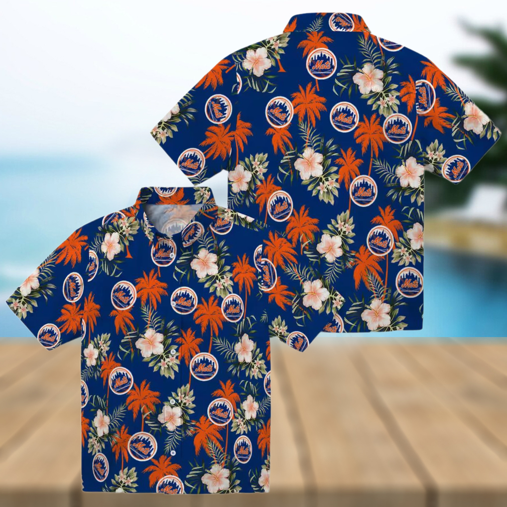 Limited Edition New York Mets Hawaiian Shirt Palm Tree & Hibiscus Floral Blue Aloha Shirt S Limited Edition New York Mets Hawaiian Shirt Palm Tree & Hibiscus Floral Blue Aloha Shirt S