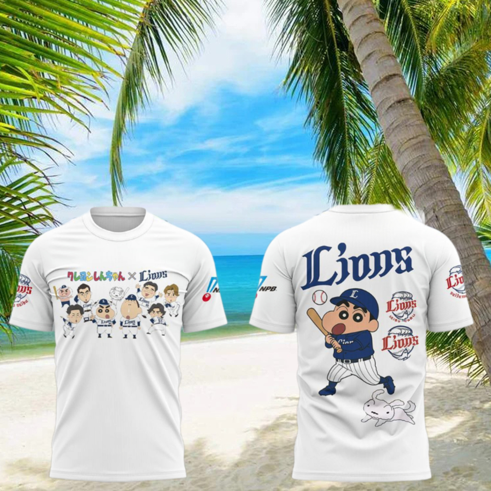 Lions Baseball Crayon Shin chan Game 2025 T Shirt Lions Baseball Crayon Shin chan Game 2025 T Shirt
