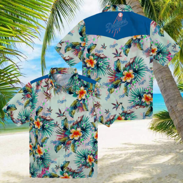 Los Angeles Dodgers Fan Shirt   Green Tropical Hawaiian Style for Men