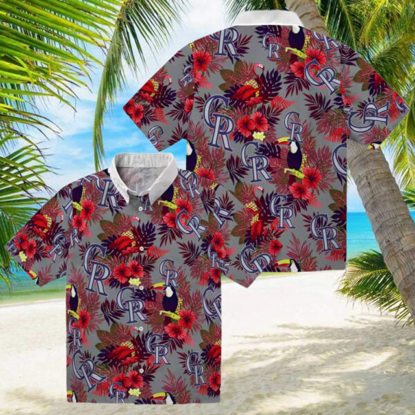 MLB Colorado Rockies Floral Toucan Hawaiian Shirt   Aloha Summer Shirt for Baseball Fans