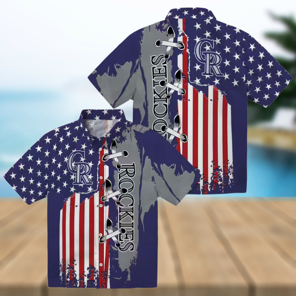 MLB Colorado Rockies Stitched Flag Hawaiian Shirt Blue Tropical Shirt for Baseball Fans MLB Colorado Rockies Stitched Flag Hawaiian Shirt Blue Tropical Shirt for Baseball Fans