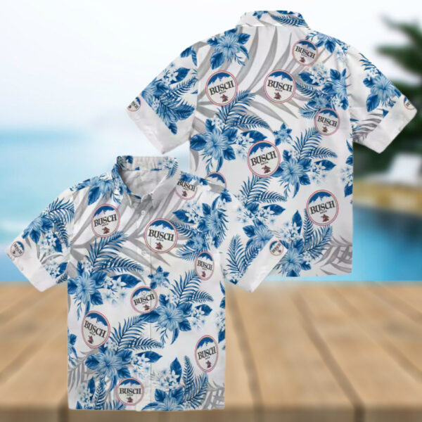 MLB Dodgers Hawaiian Shirt for Men   Blue Hibiscus Palm Leaves Vacation Look