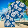 MLB Dodgers Hibiscus Hawaiian Shirt   Blue Tropical Button Up for Men