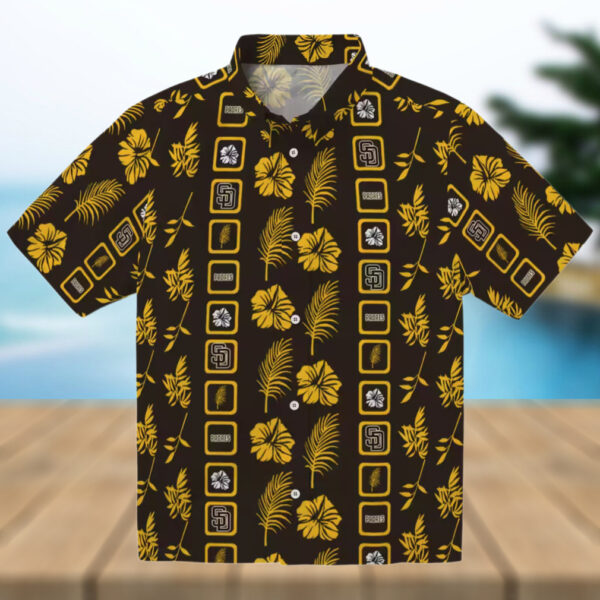 MLB San Diego Padres Hawaiian Shirt   Brown Palm Print for Tailgate Party