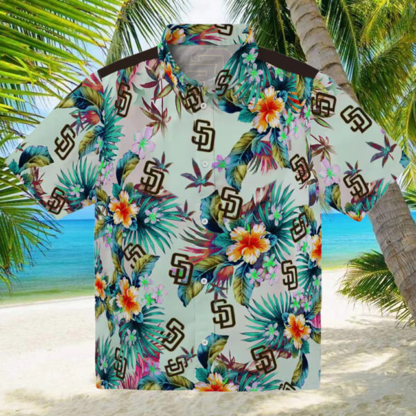 MLB San Diego Padres Tropical Green Hawaiian Shirt   Beach and Vacation Wear for Fans