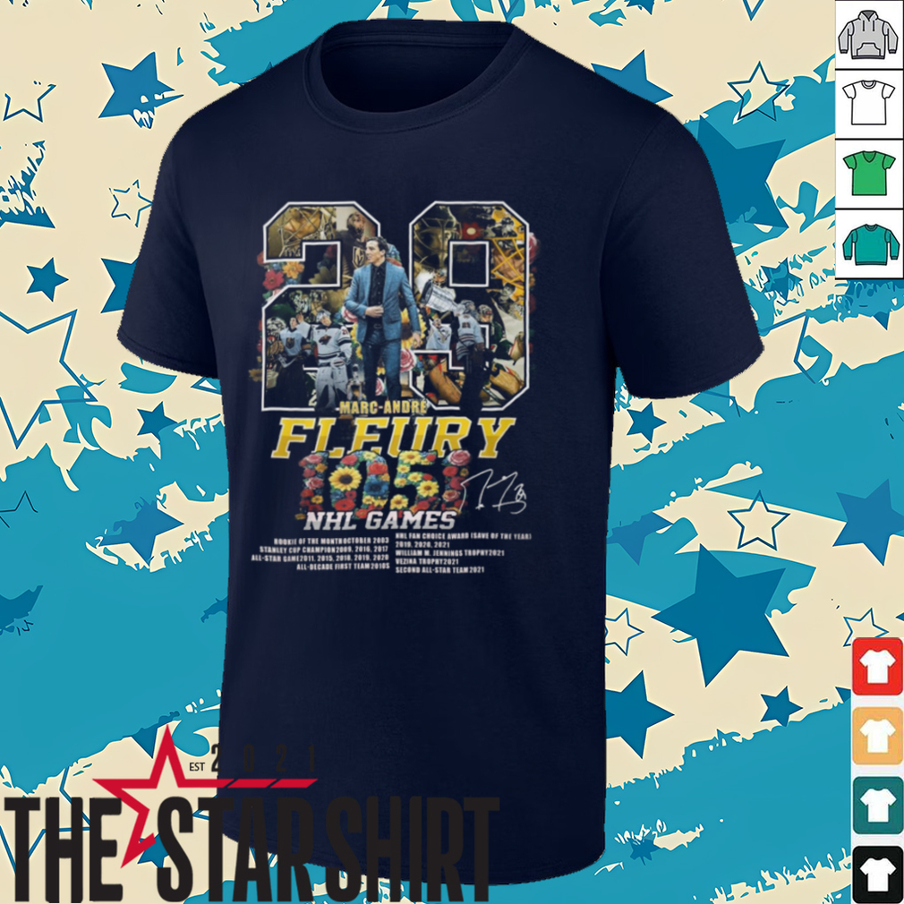 Marc Andre Fleury 1051 NHL Game Signature Unisex T Shirt Marc Andre Fleury 1051 NHL Game Signature Unisex T Shirt