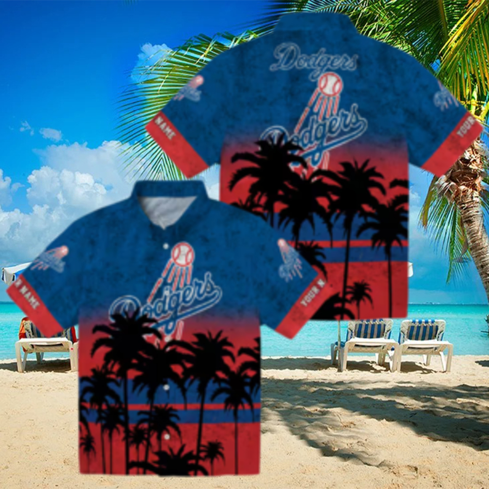 Men's Los Angeles Dodgers Hawaiian Shirt Black & Blue Sunset Vacation Outfit Men's Los Angeles Dodgers Hawaiian Shirt Black & Blue Sunset Vacation Outfit