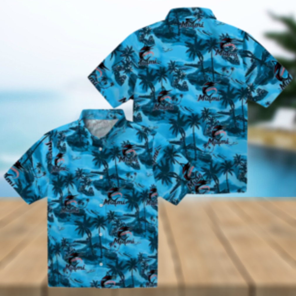 Men’s Miami Marlins Hawaiian Shirt Tropical Coastal Palms Gift for Baseball Fans Men’s Miami Marlins Hawaiian Shirt Tropical Coastal Palms Gift for Baseball Fans