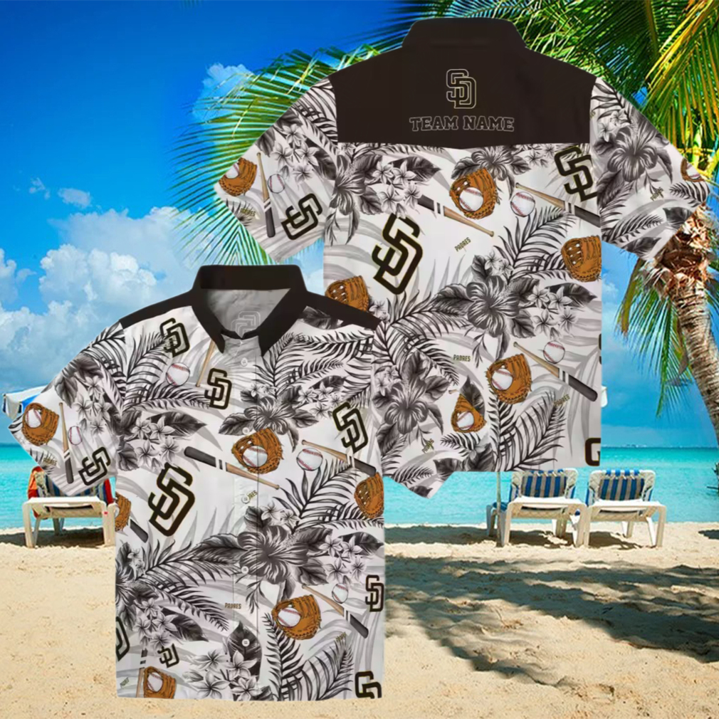 Men’s San Diego Padres Floral Hawaiian Shirt Brown & White Game Day Wear Men’s San Diego Padres Floral Hawaiian Shirt Brown & White Game Day Wear