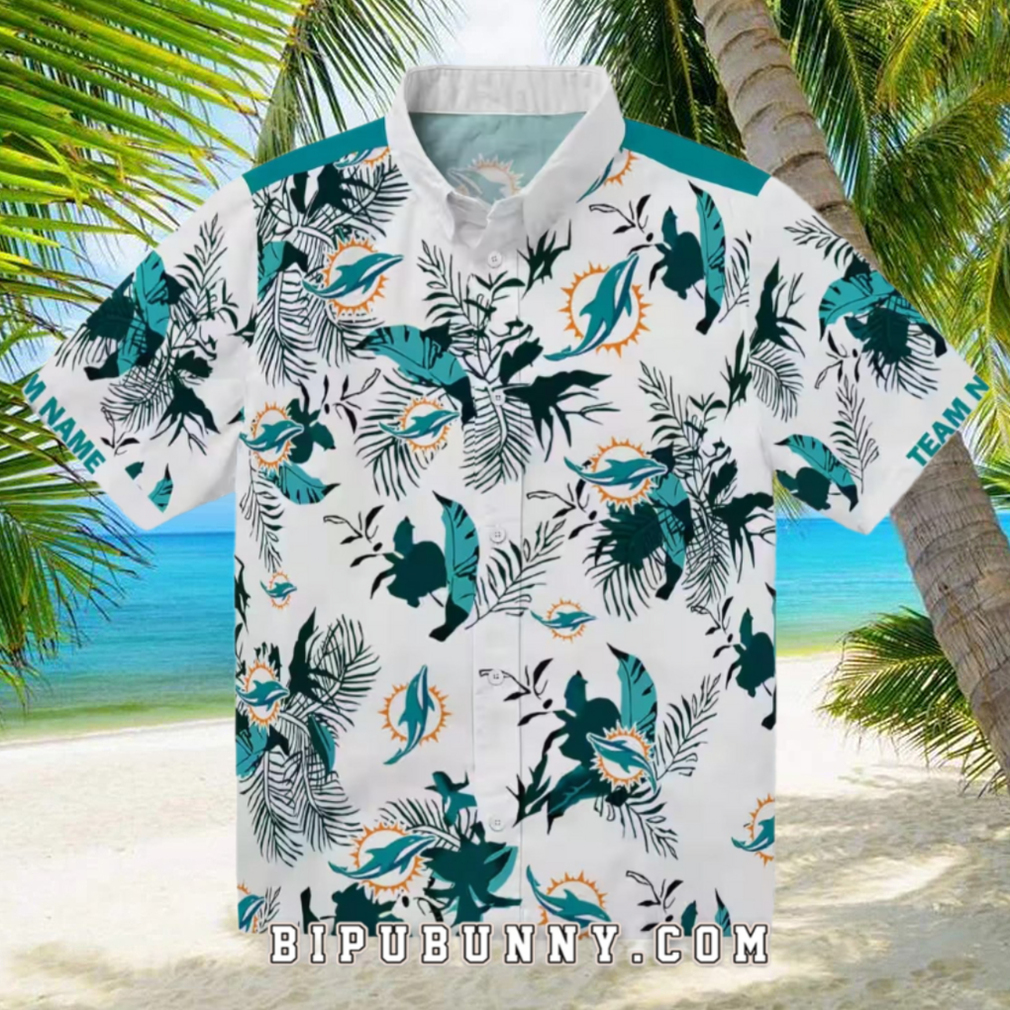 Miami Dolphins Botanical Aqua Theme Hawaiian Shirt Miami Dolphins Botanical Aqua Theme Hawaiian Shirt