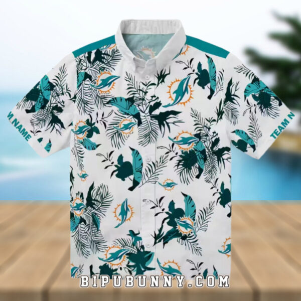 Miami Dolphins Botanical Aqua Theme Hawaiian Shirt