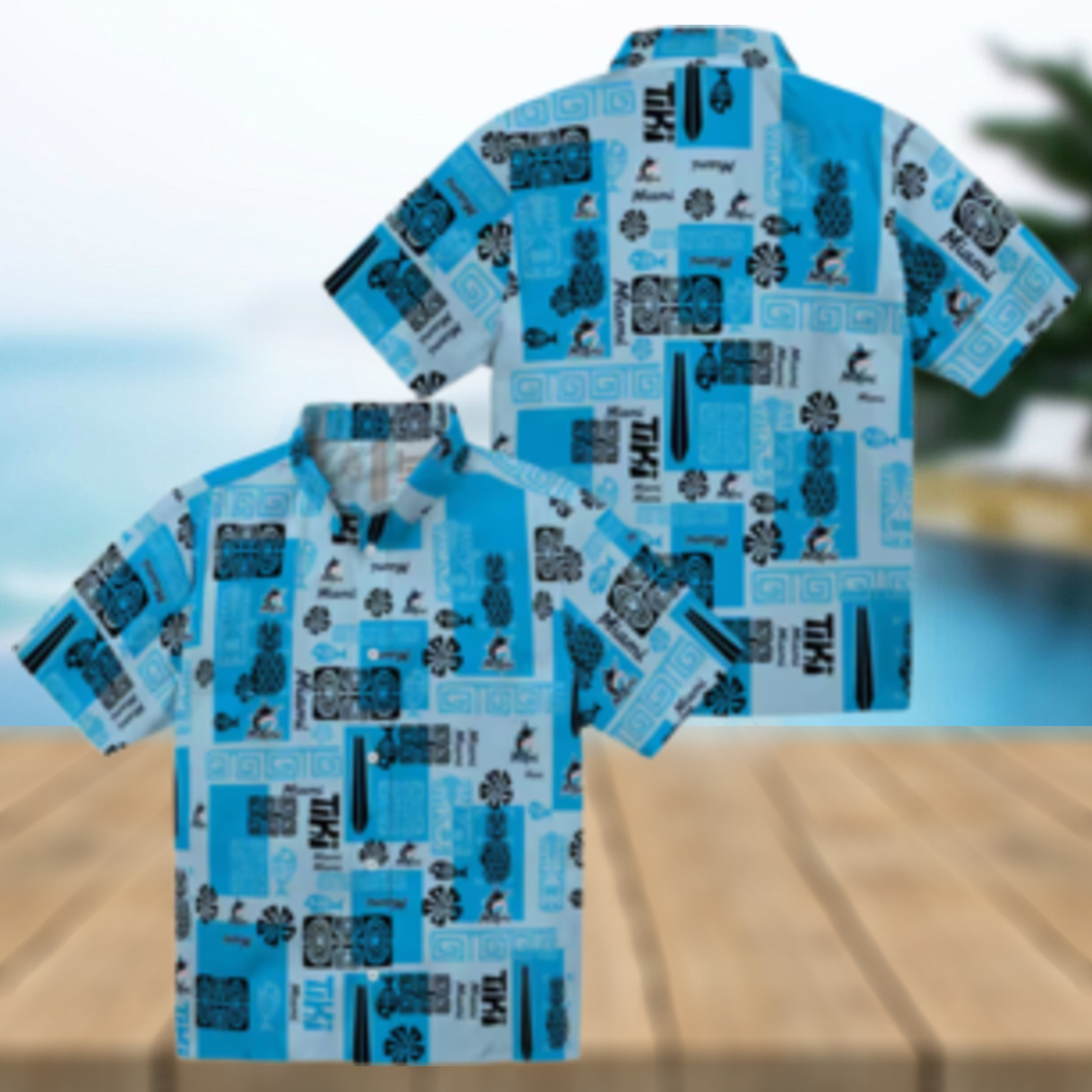 Miami Marlins Blue Floral Hawaiian Shirt MLB Summer Vacation Outfit Miami Marlins Blue Floral Hawaiian Shirt MLB Summer Vacation Outfit