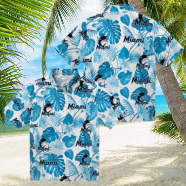 Miami Marlins Floral Button Up Shirt   Summer Tropical MLB Gift for Dad & Fans