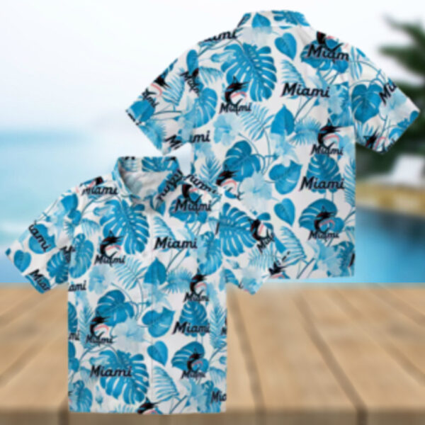 Miami Marlins Floral Button Up Shirt   Summer Tropical MLB Gift for Dad & Fans