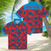 MLB Dodgers Tropical Hawaiian Shirt   Blue Red Aloha Toucan Design for Men