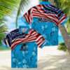Personalized Miami Marlins Baseball Shirt   Blue Floral Button Up for Beach