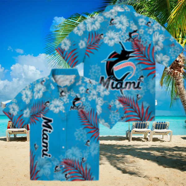 Miami Marlins Hibiscus Tropical Hawaiian Shirt   MLB Fan Beach Shirt for Men