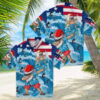 Los Angeles Dodgers Floral Hawaiian Shirt   Blue Palm Island Summer Style