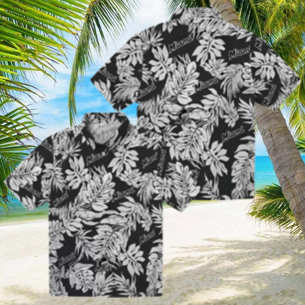 Miami Marlins Monstera Leaf Pattern Hawaiian Shirt MLB Tropical Summer Shirt for Men Miami Marlins Monstera Leaf Pattern Hawaiian Shirt MLB Tropical Summer Shirt for Men