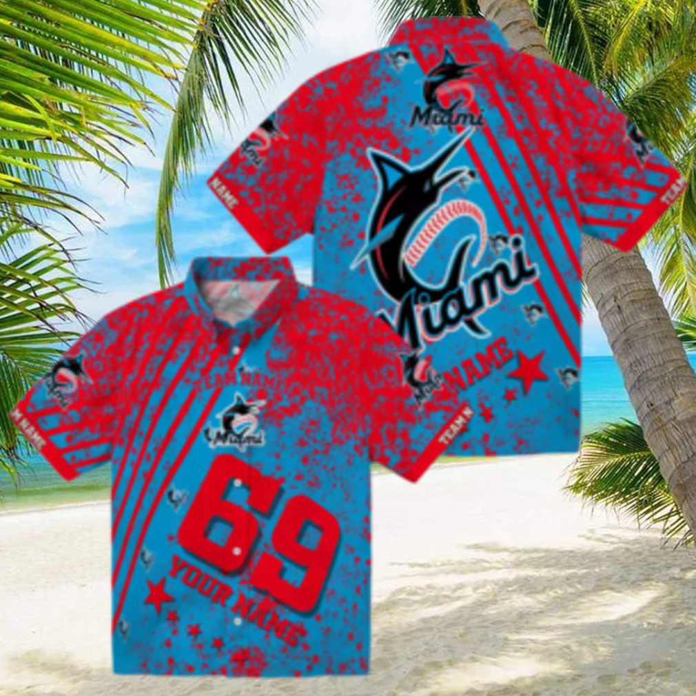Miami Marlins Star Stripes Hawaiian Shirt for Men Tropical MLB Beachwear & Game Day Outfit Miami Marlins Star Stripes Hawaiian Shirt for Men Tropical MLB Beachwear & Game Day Outfit