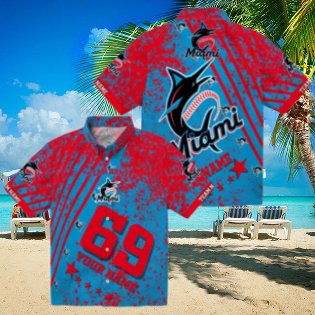 Miami Marlins Star Stripes Hawaiian Shirt for Men Tropical MLB Beachwear & Game Day Outfit Miami Marlins Star Stripes Hawaiian Shirt for Men Tropical MLB Beachwear & Game Day Outfit