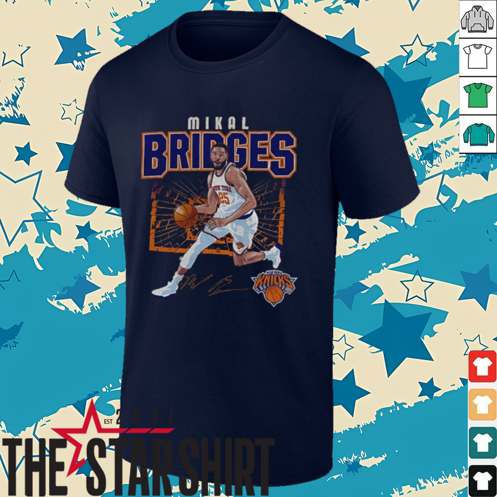 Mikal Bridges cartoon New York Knicks player basketball signature shirt Mikal Bridges cartoon New York Knicks player basketball signature shirt