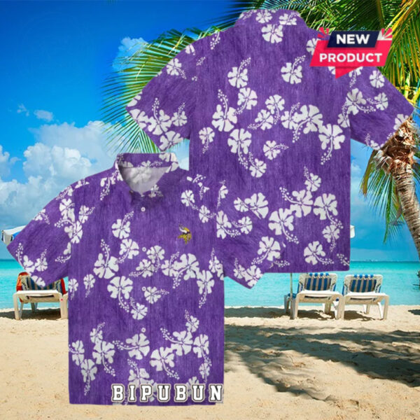 Minnesota Vikings Purple Hibiscus Clusters Hawaiian Shirt