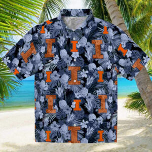 Illinois Fighting Illini Floral Pineapple Blue Hawaiian Shirt