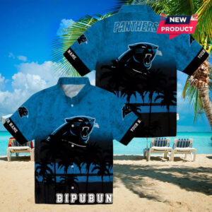 Custom Carolina Panthers Sunset Pattern Hawaiian Shirt