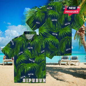 Seattle Seahawks Leafy Palms Hawaiian Shirt