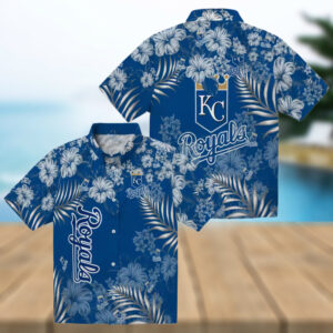 Limited Edition Kansas City Royals Aloha Hawaiian Shirt Royal Blue Hibiscus Print Vacation Outfit