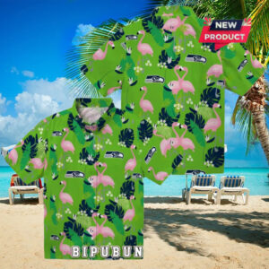 Seattle Seahawks Flamingo Foliage Hawaiian Shirt