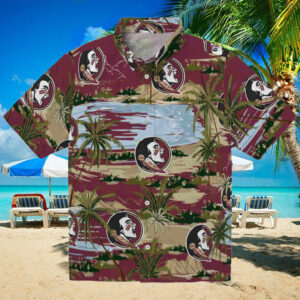Florida State Seminoles Palm Horizon Garnet Hawaiian Shirt