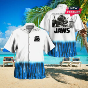 Jaws 50 Year Anniversary 3D Shark Hawaiian Shirt