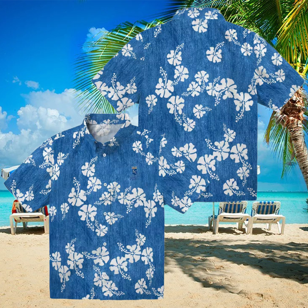 Official Kansas City Royals Blue Hawaiian Shirt Floral Hibiscus Short Sleeve Official Kansas City Royals Blue Hawaiian Shirt Floral Hibiscus Short Sleeve