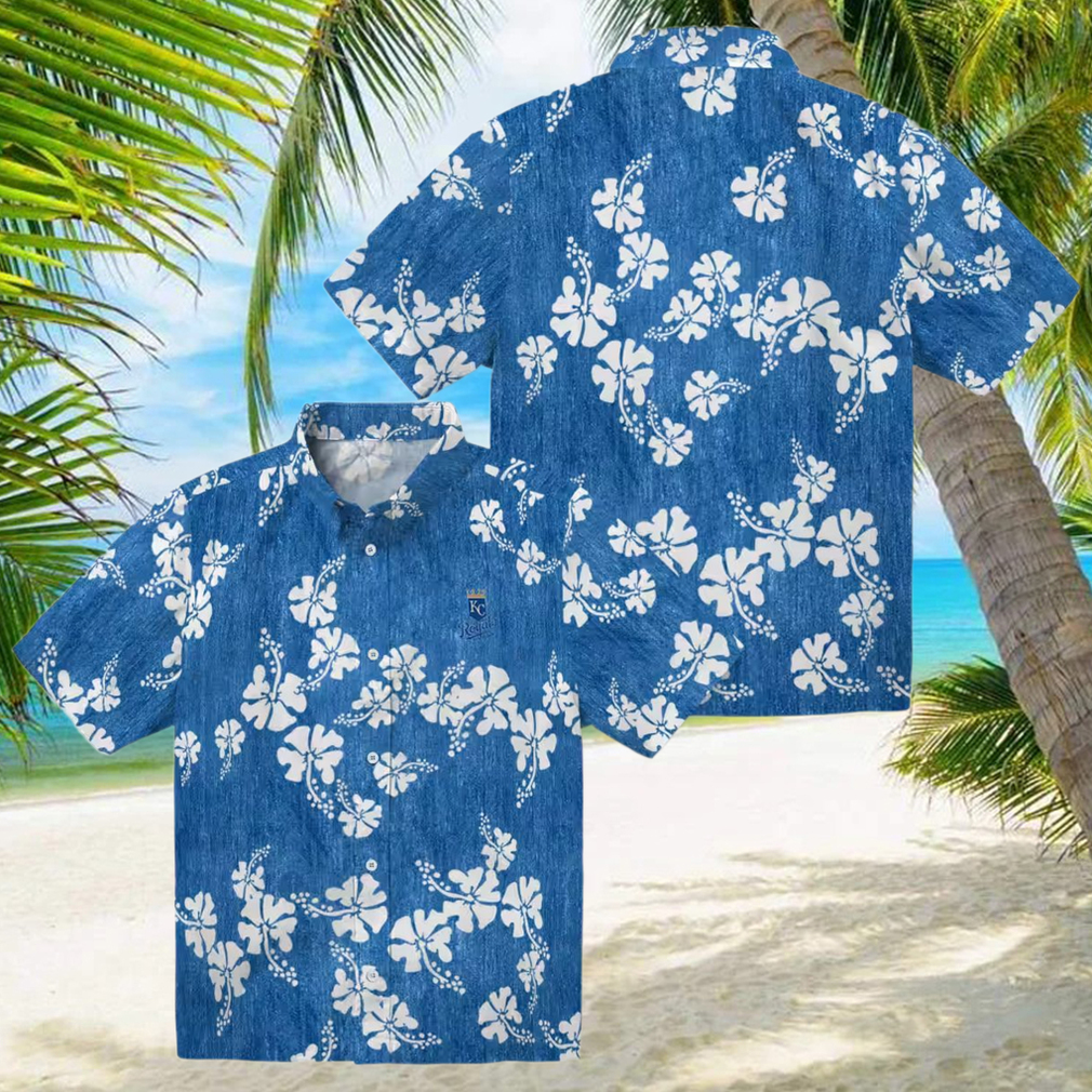 Official Kansas City Royals Blue Hawaiian Shirt Floral Hibiscus Short Sleeve Official Kansas City Royals Blue Hawaiian Shirt Floral Hibiscus Short Sleeve