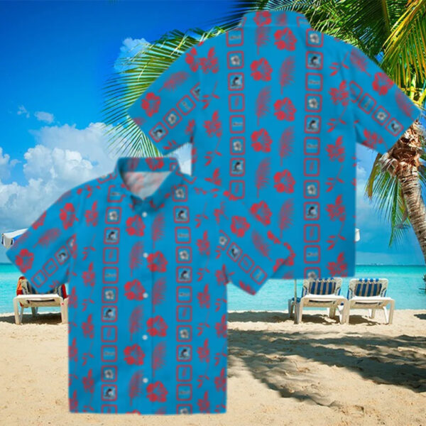 Official Miami Marlins Aloha Short Sleeve Shirt   Blue Tropical Floral Baseball Apparel