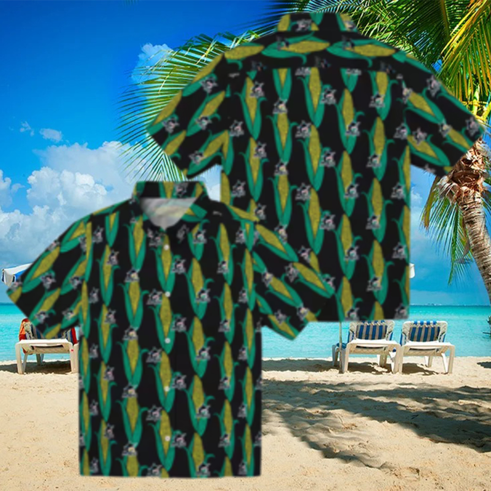 Official Miami Marlins Tropical Hawaiian Shirt Black Green Corn Design Official Miami Marlins Tropical Hawaiian Shirt Black Green Corn Design