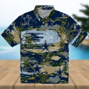 Dallas Cowboys Palm Horizon Blue Hawaiian Shirt