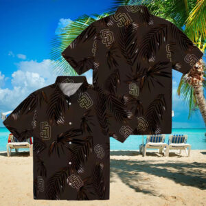 San Diego Padres Palm Leaf Brown Hawaiian Shirt   MLB Fan Summer Tropical Apparel