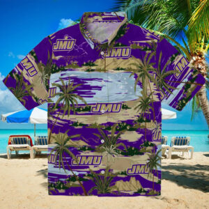 James Madison Dukes Palm Horizon Purple Hawaiian Shirt