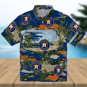 Houston Astros Palm Horizon Blue Hawaiian Shirt
