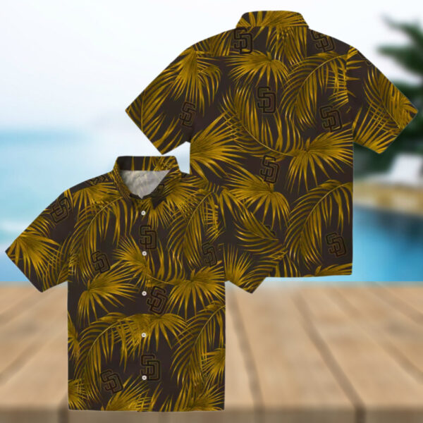 Padres Leafy Palms Brown Hawaiian Shirt   Official MLB San Diego Fan Shirt for Summer Vibes