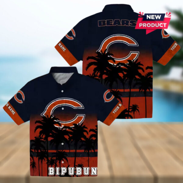 Personalized Chicago Bears Sunset Pattern Hawaiian Shirt