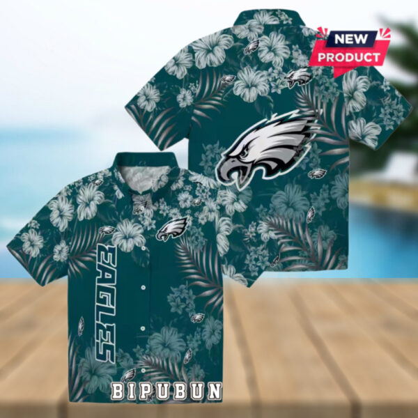 Philadelphia Eagles Hibiscus Green Hawaiian Shirt